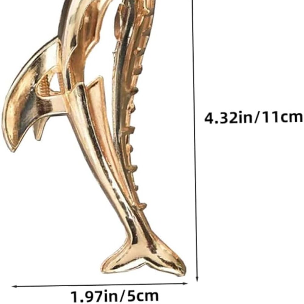 Dolphin Gold Hair Claw Animal Metal Kawaii Cartoon Clip Strong Clamp - Picture 5 of 5